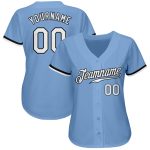 Custom Name and Number Baseball Jersey - Authentic Light Blue White-Black Team Jersey Personalized Light Blue White-Black