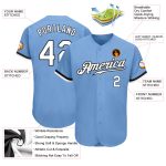 Custom Name and Number Baseball Jersey - Authentic Light Blue White-Black Team Jersey Personalized Light Blue White-Black