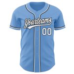 Personalized Light Blue Baseball Jersey - Authentic White and Black Design Personalized Light Blue White-Black Authentic