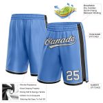 Custom Name and Number Basketball Shorts - Light Blue White Black Authentic Team Gear Personalized Light Blue White-Black