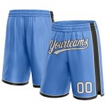 Custom Name and Number Basketball Shorts - Light Blue White Black Authentic Team Gear Personalized Light Blue White-Black