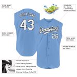Personalized Custom Name Number Light Blue Black White Sleeveless Baseball Jersey - Authentic Team Gear Personalized Light