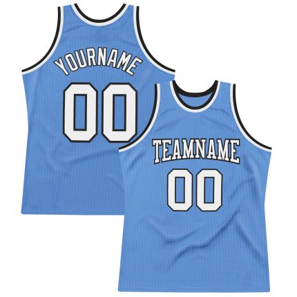 Customizable Light Blue Basketball Jersey with Team Name and Number - Authentic Throwback Style Personalized Light Blue White-Black