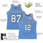 Customizable Light Blue Basketball Jersey with Team Name and Number - Authentic Throwback Style Personalized Light Blue White-Black