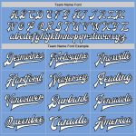 Custom Team Letterman Jacket with Name and Number - Light Blue White-Black Bomber Full-Snap Jacket Personalized Light Blue