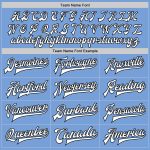 Custom Name Number Bomber Jacket - Light Blue Black White Two Tone Full-Snap Varsity Letterman Personalized Light Blue White-Black