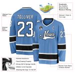 Custom Name and Number Light Blue White-Black Hockey Jersey - Personalized Team Jersey Personalized Light Blue White-Black
