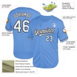 Custom Team Baseball Jersey - Personalized Light Blue White-Black Mesh with Name and Number - Authentic Throwback Style Personalized
