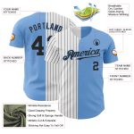 Custom Name Number Authentic Baseball Jersey Light Blue Black White Pinstripe Fashion Personalized Light Blue White-Black