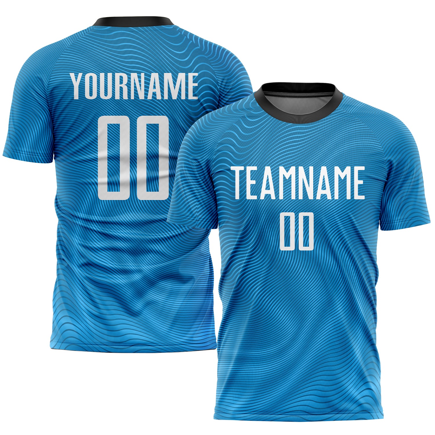 Custom Name Number Soccer Uniform Jersey - Personalized Light Blue White-Black Sublimation Team Apparel Personalized Light