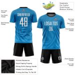 Custom Name Number Soccer Uniform Jersey - Personalized Light Blue White-Black Sublimation Team Apparel Personalized Light