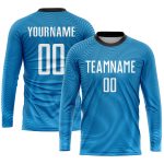Custom Name Number Soccer Uniform Jersey - Personalized Light Blue White-Black Sublimation Team Apparel Personalized Light