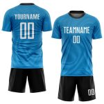 Custom Name Number Soccer Uniform Jersey - Personalized Light Blue White-Black Sublimation Team Apparel Personalized Light