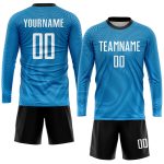 Custom Name Number Soccer Uniform Jersey - Personalized Light Blue White-Black Sublimation Team Apparel Personalized Light