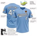 Custom Name Number Unisex Softball Jersey Light Blue Black Two-Button Design Personalized Light Blue White-Black Two-Button