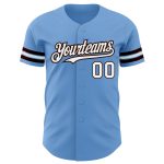 Custom Name and Number Authentic Baseball Jersey - Light Blue White-Brown Personalized Team Jersey Personalized Light Blue