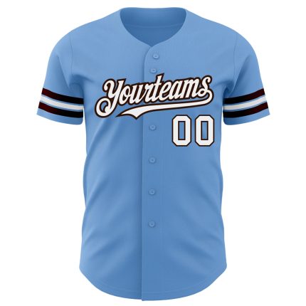 Custom Name and Number Authentic Baseball Jersey - Light Blue White-Brown Personalized Team Jersey Personalized Light Blue