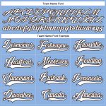 Custom Name and Number Light Blue Hockey Lace Neck Jersey - Personalized White-Brown Team Apparel Personalized Light Blue