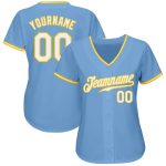 Personalized Light Blue White-Gold Baseball Jersey - Authentic Custom Sportswear Personalized Light Blue White-Gold Authentic