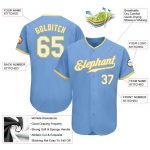 Personalized Light Blue White-Gold Baseball Jersey - Authentic Custom Sportswear Personalized Light Blue White-Gold Authentic