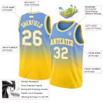 Custom Name Number Basketball Jersey - Light Blue White Gold Authentic Fade Fashion Team Apparel Personalized Light Blue