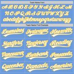 Custom Name Number Baseball Jersey Light Blue White Gold Authentic Throwback Team Design Personalized Light Blue White-Gold