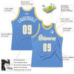 Customizable Light Blue White-Gold Authentic Basketball Jersey with Personalized Name and Number - Team Spirit Gear Personalized