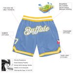 Custom Name & Number Authentic Throwback Basketball Shorts - Light Blue & White-Gold Team Apparel Personalized Light Blue