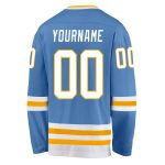 Custom Name and Number Hockey Jersey Light Blue White Gold - Personalized Team Jersey Personalized Light Blue White-Gold