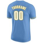 Custom Name and Number Performance T-Shirt Light Blue White-Gold Team Apparel Personalized Light Blue White-Gold Performance