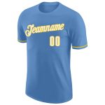 Custom Name and Number Performance T-Shirt Light Blue White-Gold Team Apparel Personalized Light Blue White-Gold Performance
