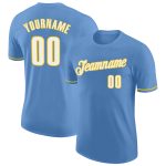 Custom Name and Number Performance T-Shirt Light Blue White-Gold Team Apparel Personalized Light Blue White-Gold Performance