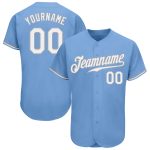 Custom Name and Number Personalized Authentic Baseball Jersey - Light Blue White-Gray Design Personalized Light Blue White-Gray