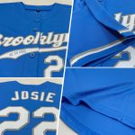 Custom Name and Number Personalized Authentic Baseball Jersey - Light Blue White-Gray Design Personalized Light Blue White-Gray