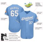 Custom Name and Number Personalized Authentic Baseball Jersey - Light Blue White-Gray Design Personalized Light Blue White-Gray