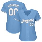 Custom Name and Number Personalized Authentic Baseball Jersey - Light Blue White-Gray Design Personalized Light Blue White-Gray