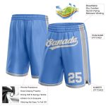 Custom Team Name Number Basketball Shorts Light Blue White Gray Authentic Personalized Light Blue White-Gray Authentic Basketball
