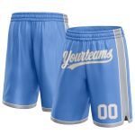 Custom Team Name Number Basketball Shorts Light Blue White Gray Authentic Personalized Light Blue White-Gray Authentic Basketball