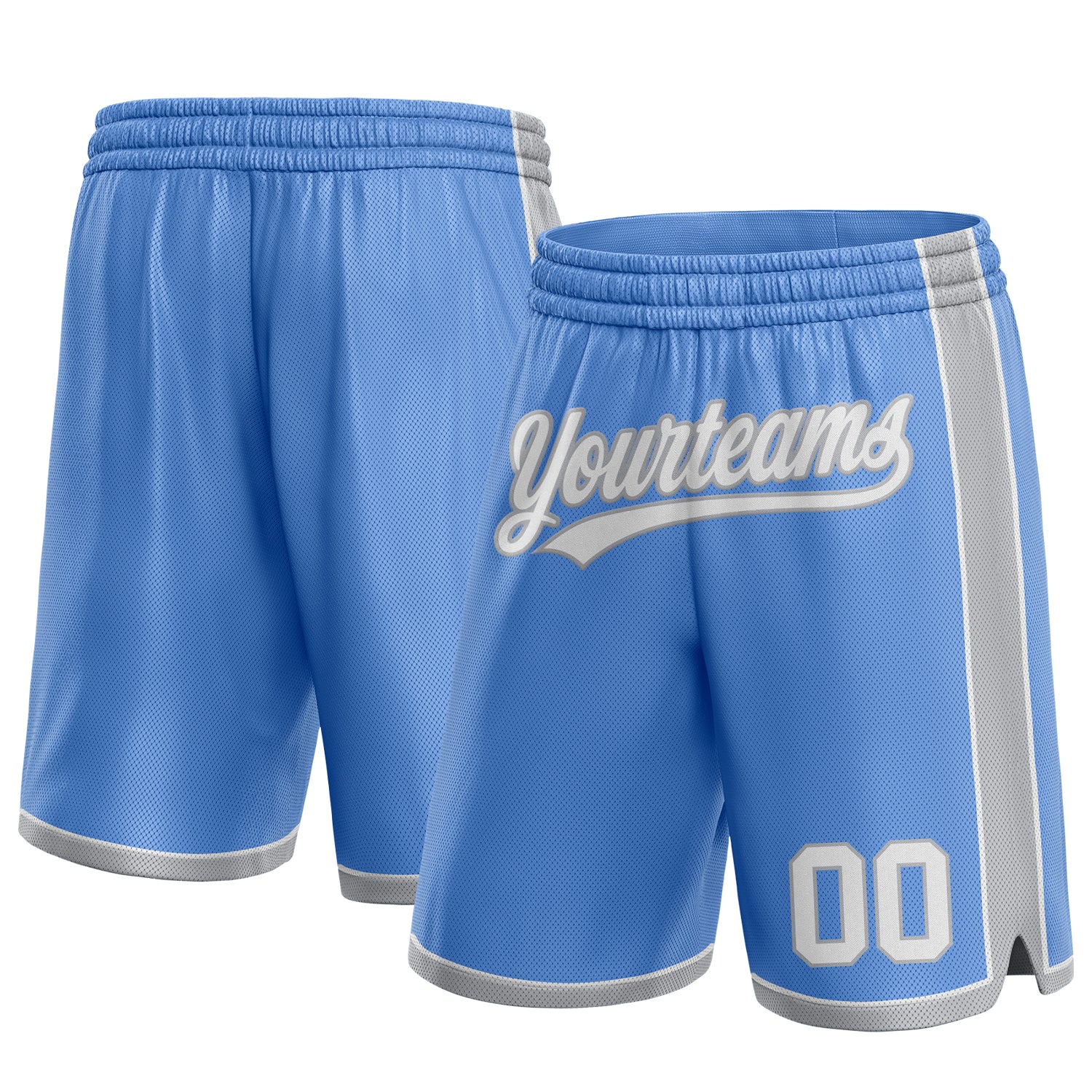Custom Team Name Number Basketball Shorts Light Blue White Gray Authentic Personalized Light Blue White-Gray Authentic Basketball