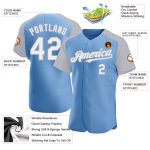 Personalized Custom Name & Number Light Blue White-Gray Baseball Jersey with Authentic Raglan Sleeves Personalized Light