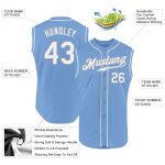 Custom Team Name and Number Light Blue White-Gray Authentic Sleeveless Baseball Jersey Personalized Light Blue White-Gray