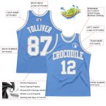 Custom Name and Number Authentic Throwback Basketball Jersey - Light Blue White-Gray Design Personalized Light Blue White-Gray