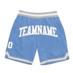 Custom Team Basketball Shorts with Name and Number - Light Blue White-Gray Authentic Throwback Style Personalized Light Blue