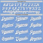 Custom Team Name Number Light Blue White-Gray Bomber Varsity Letterman Two-Tone Full-Snap Jacket Personalized Light Blue