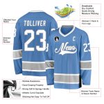 Custom Name and Number Hockey Jersey - Personalized Light Blue White-Gray Team Jersey Personalized Light Blue White-Gray