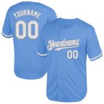 Custom Team Name and Number Personalized Light Blue Gray Authentic Baseball Jersey Personalized Light Blue White-Gray Mesh