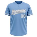 Personalized Light Blue White-Gray Unisex Softball Jersey - Soft, Two-Button Design for Comfort and Style Personalized Light