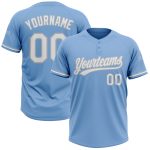 Personalized Light Blue White-Gray Unisex Softball Jersey - Soft, Two-Button Design for Comfort and Style Personalized Light