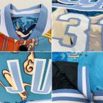 Custom Name and Number Light Blue White Heron 3D Pattern Bomber Varsity Letterman Jacket Personalized Light Blue White Heron