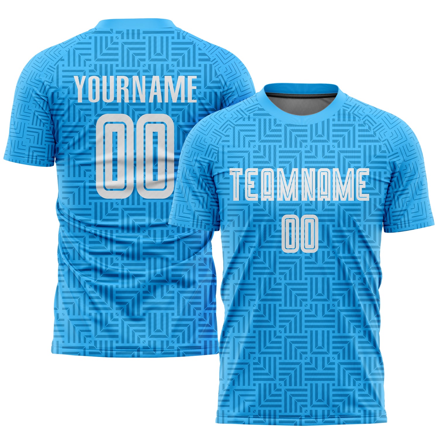 Custom Name and Number Soccer Jersey - Light Blue and White Personalized Team Uniform Personalized Light Blue White Home